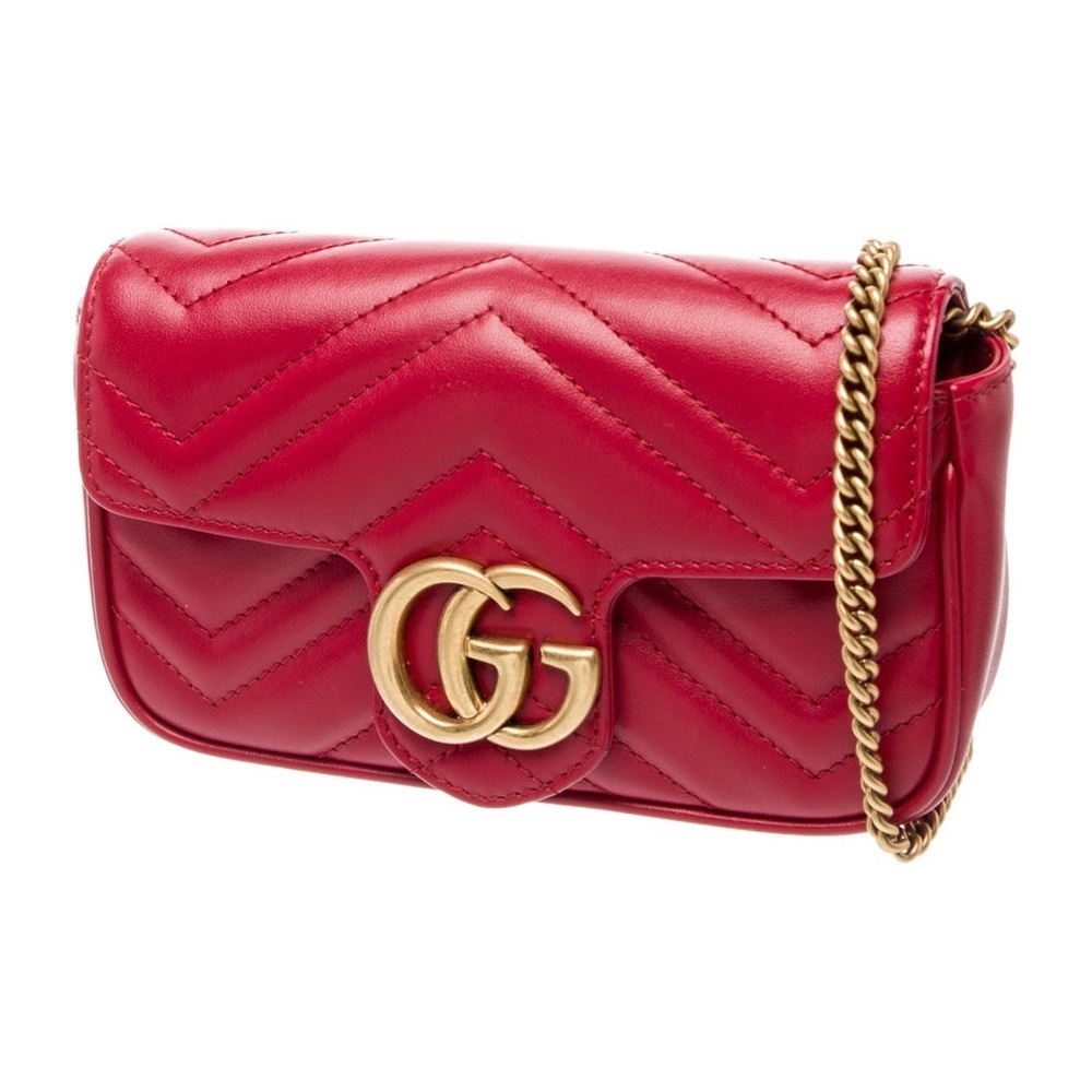Gucci Double G Marmont Mini Red Quilted Shoulder Bag